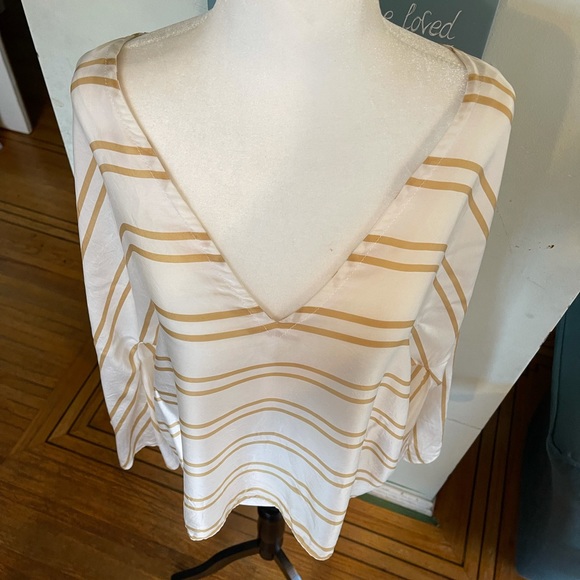 Anthropologie Guapa Kimono Gold Striped Blouse - Picture 3 of 11